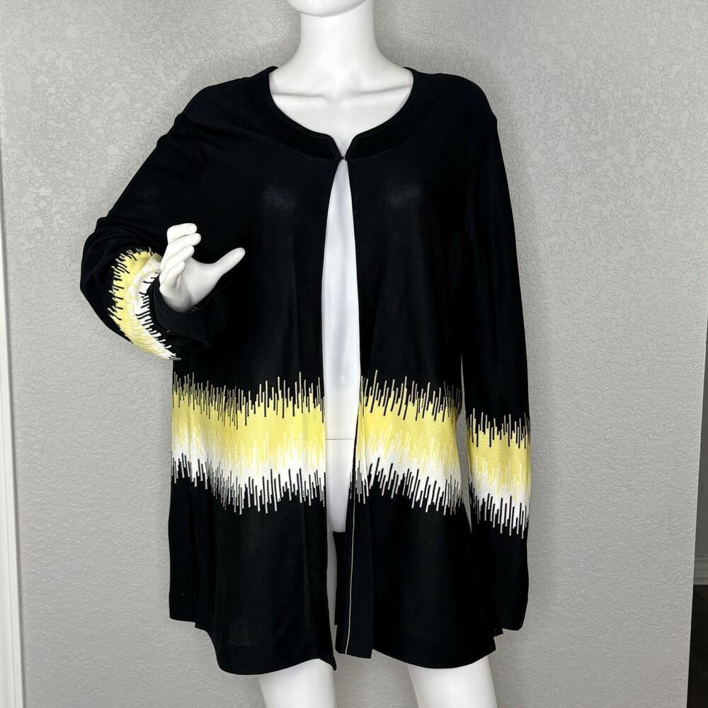 Ming Wang Jacket Womens Cardigan Long Sleeve Black Yellow Size 2X